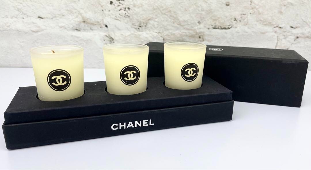 Chanel Candle Scented Glass Logo 3 piece set w/Box VIP Gift