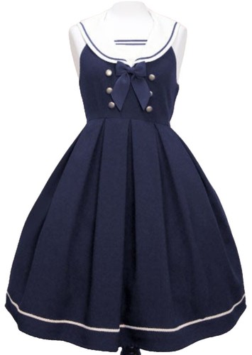 Innocent World Lolita Fashion JSK Rose Embroidered Collar Navy w