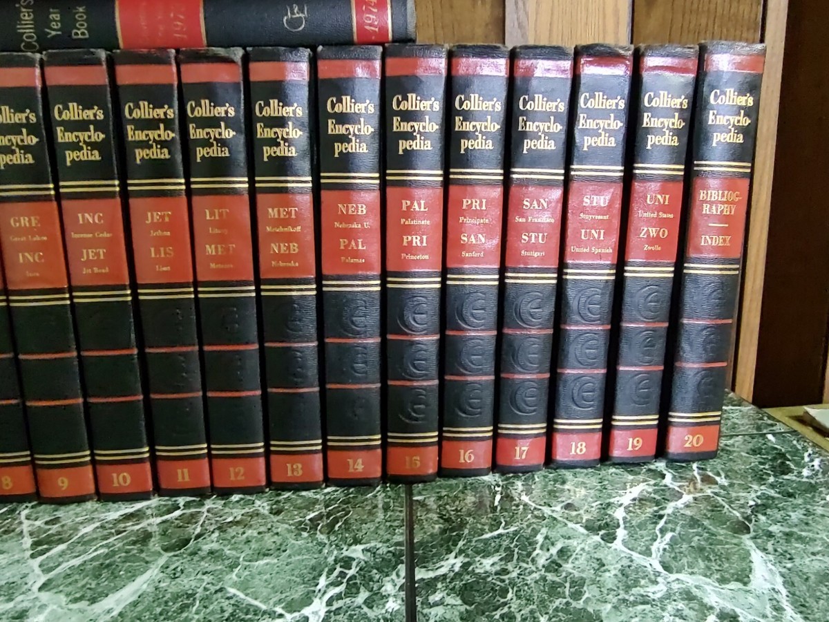 1960 Collier's Encyclopedia Set Volumes 1-20 and Year Books 1962