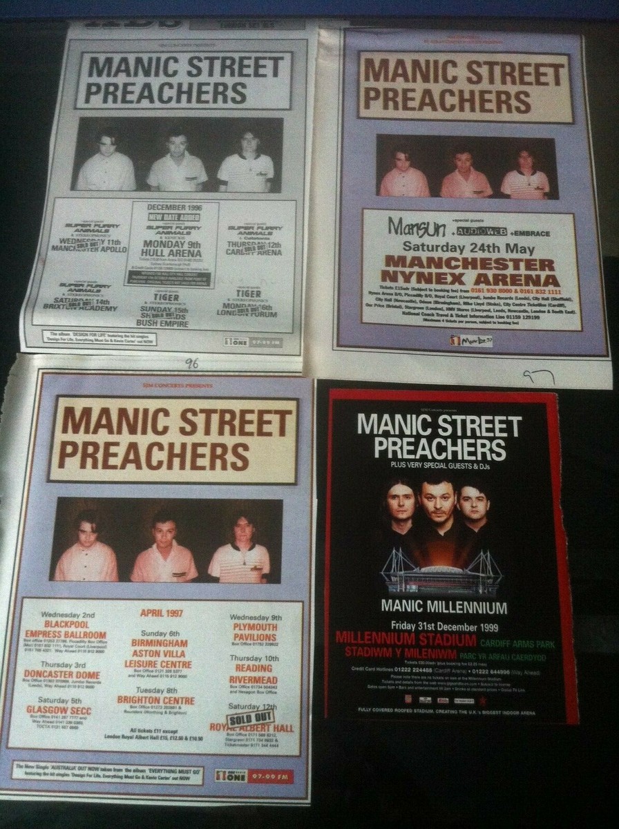 MANIC STREET PREACHERS - UK TOUR 1996 1997 1999 - original advert