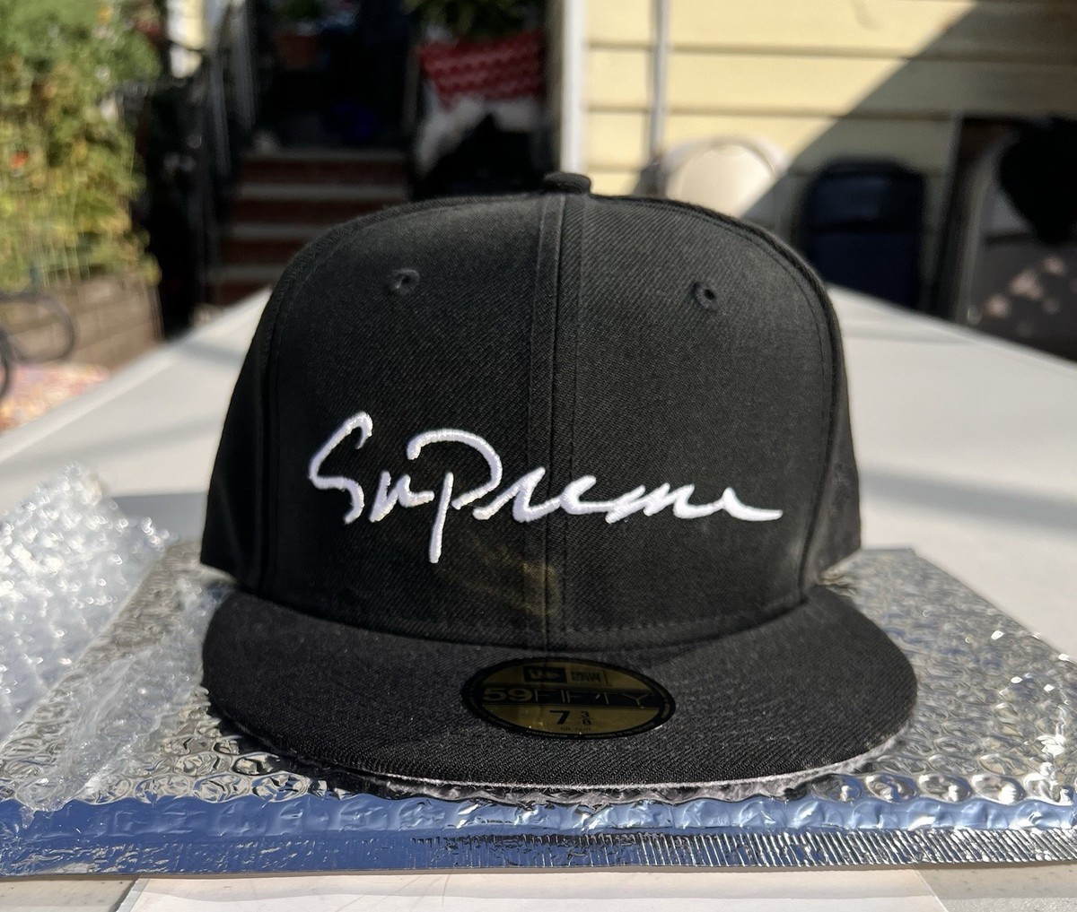 Supreme x New Era Classic Script Fitted Hat/Cap - 7 3/8 - Black