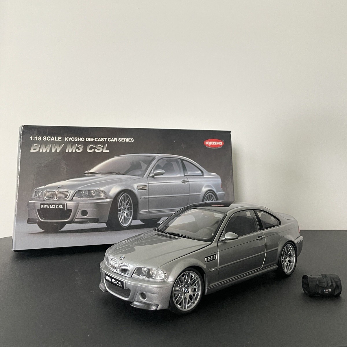 1:18 Scale BMW E46 M3 CSL Diecast Model Car Silver Kyosho 08506S