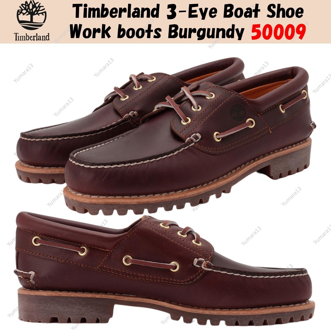 Timberland 3-Eye Boat Shoe Work boots Burgundy 50009 Men's Size | eBay