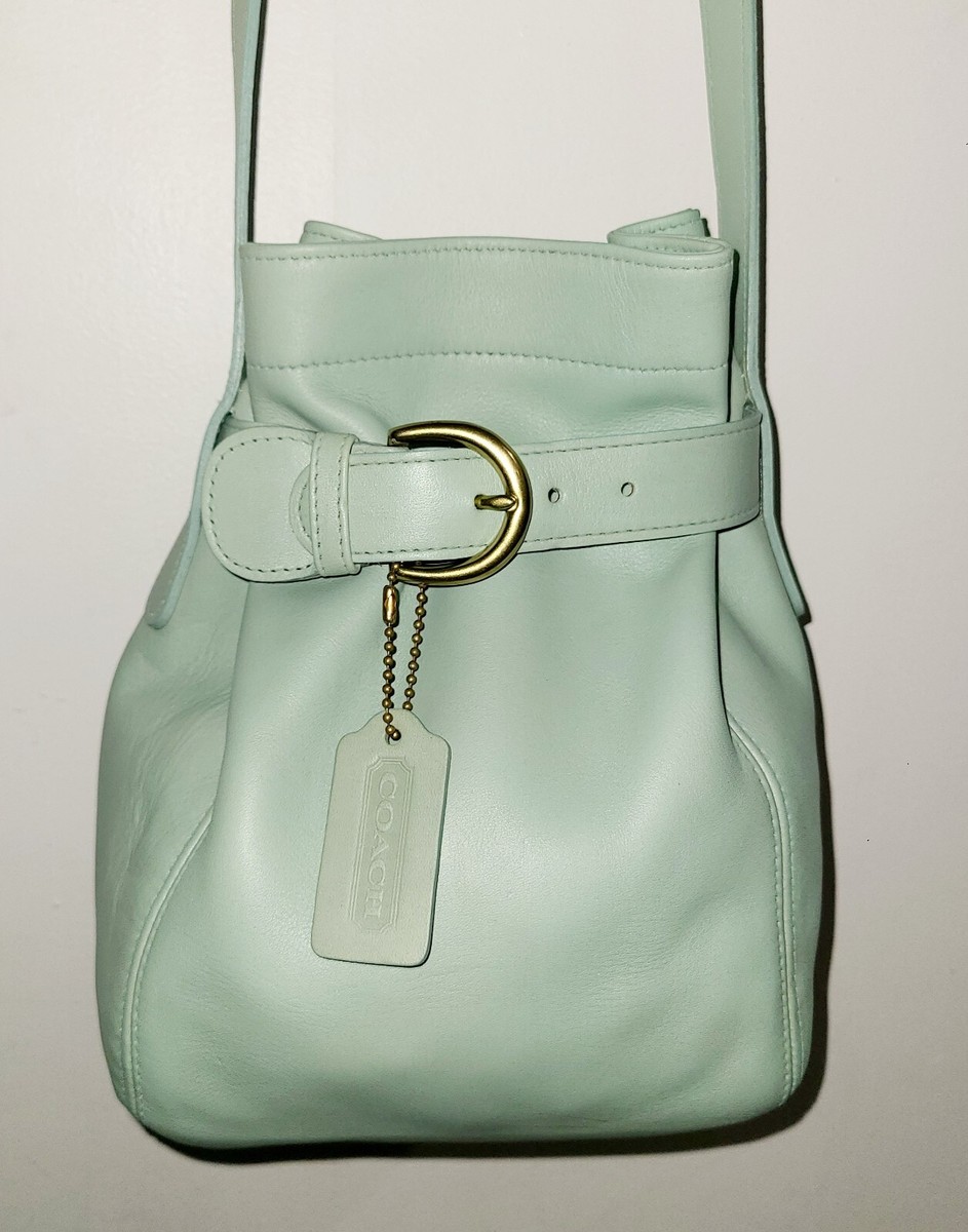 COACH VINTAGE RARE AQUA LEATHER BELTED BAG 4156 | eBay