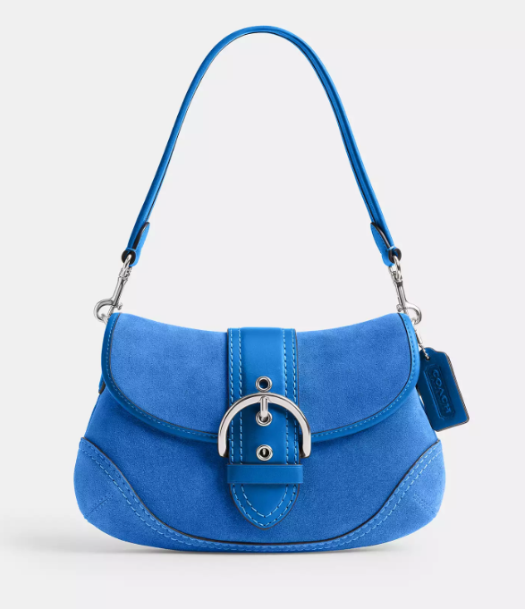 NWT Coach Soho Flap Bag in Suede [Silver/Mist Blue] ✨No US