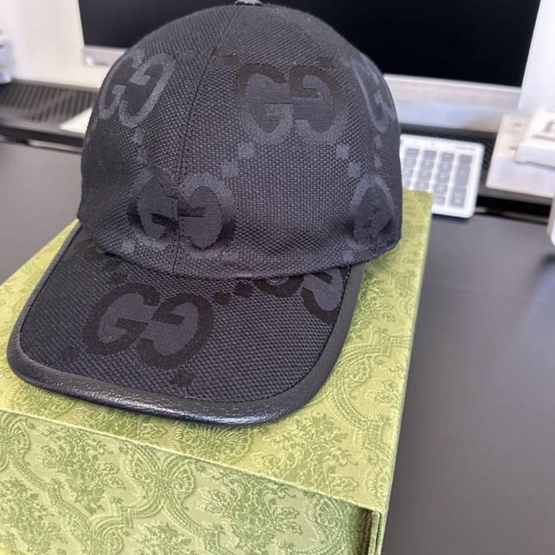 Gucci Black Baseball Cap Jumbo Gg Hat L 59Cm | eBay