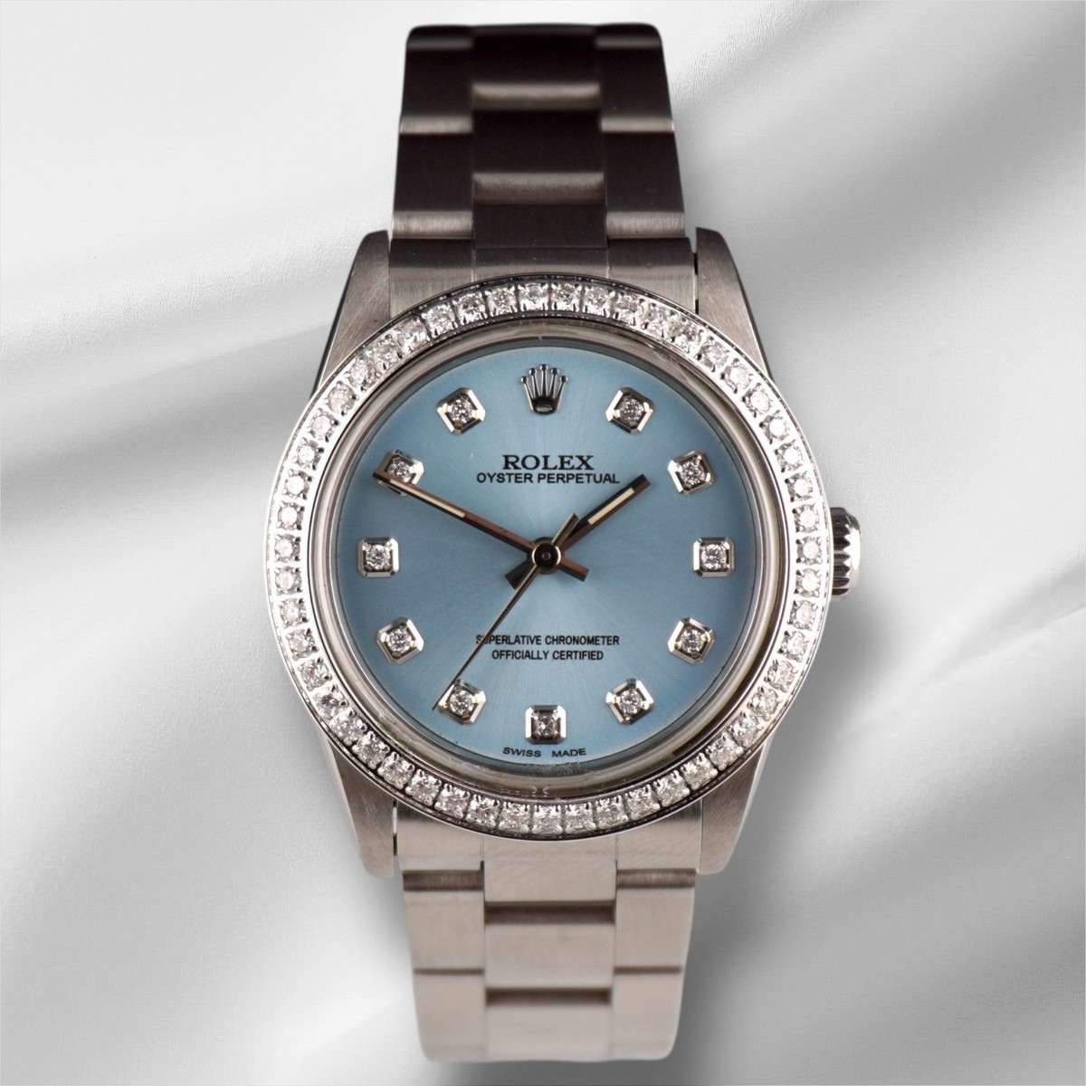 Rolex Oyster Perpetual 31mm Midsize 2ct Diamonds ICE Blue Steel