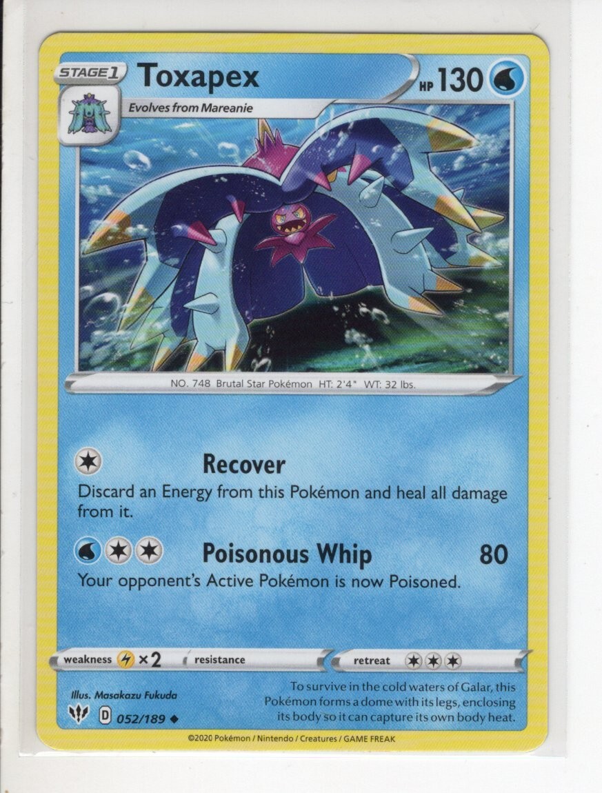 DARKNESS ABLAZE SET TOXAPEX POKEMON CARD 052/189 NM/M | eBay