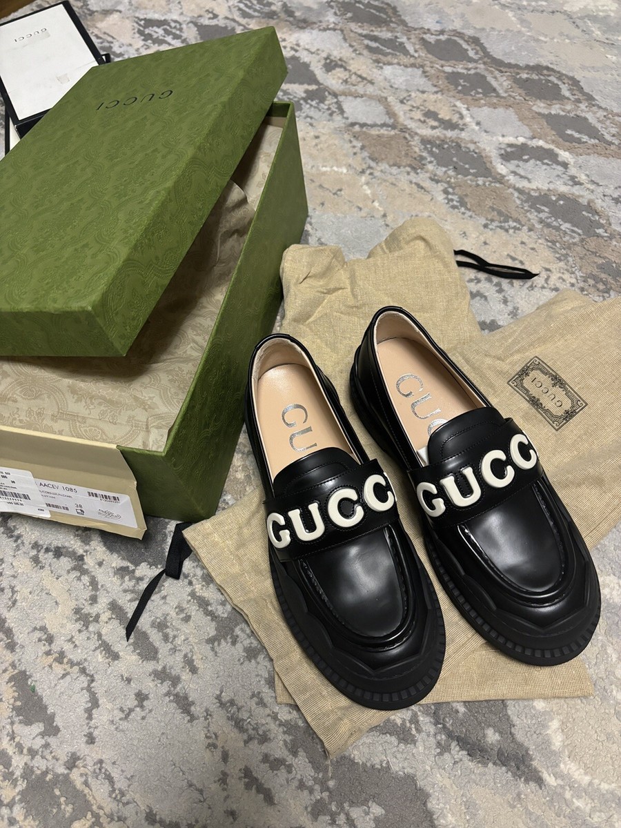 Gucci Black Leather Loafer Women's Size 37 Brand New | eBay