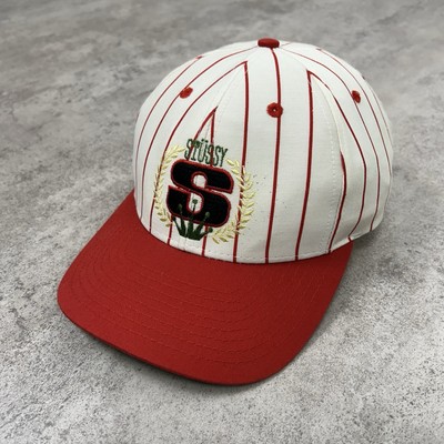 VTG 90s STUSSY CROWN S LOGO PINSTRIPE SNAPBACK HAT SIZE FREE | eBay