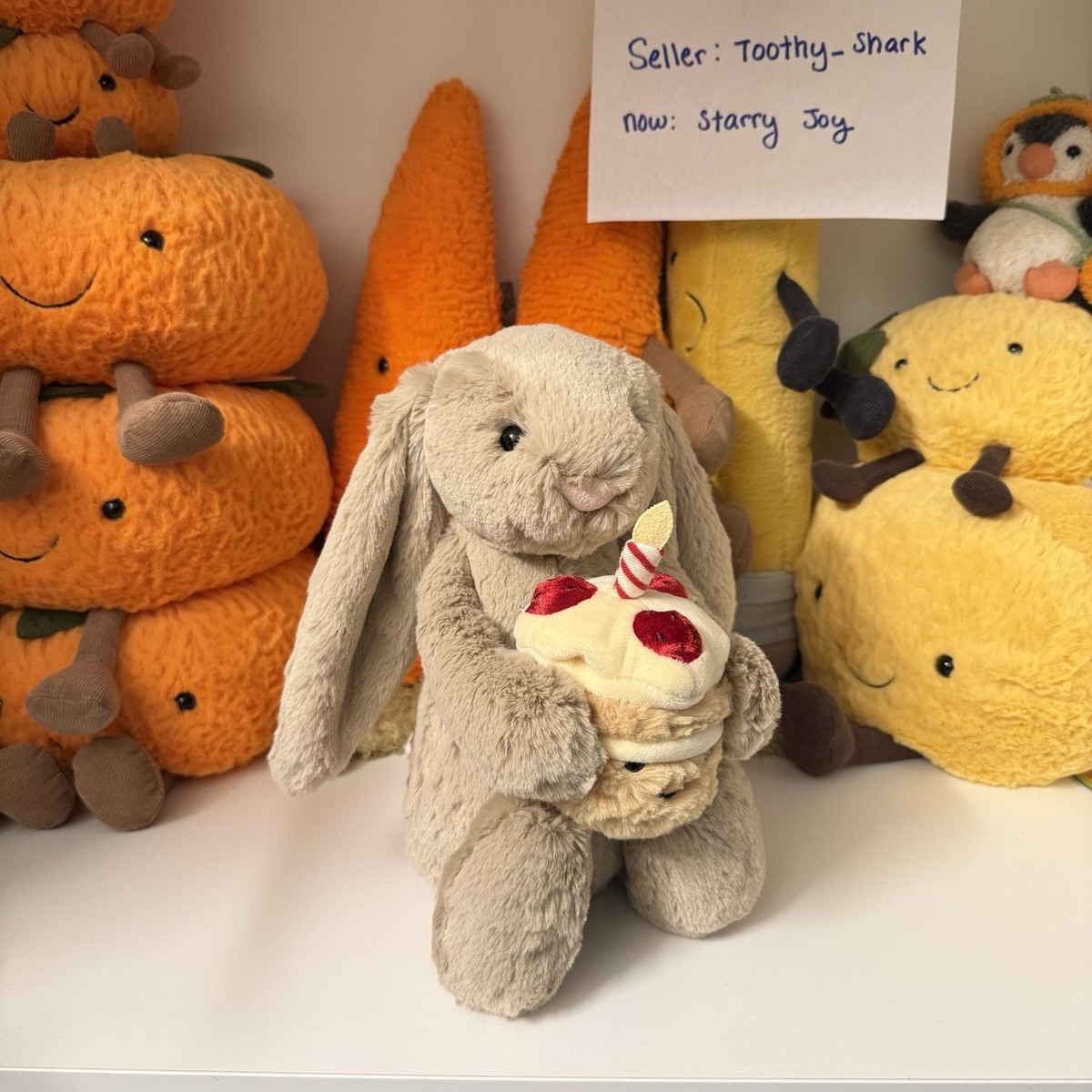 Jellycat Bashful Beige Bunny Birthday Cake BNWT - 100% Authentic