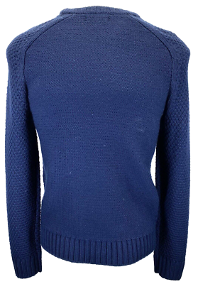 Lands End Sweater Men Sz S 34-36 Cable Knit Navy Blue Pullover