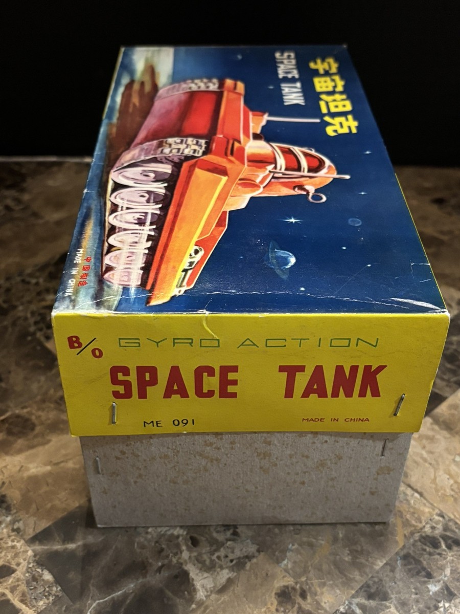 Vintage Gyro Action Space Tank ME091 Battery Operated Tin Toy W