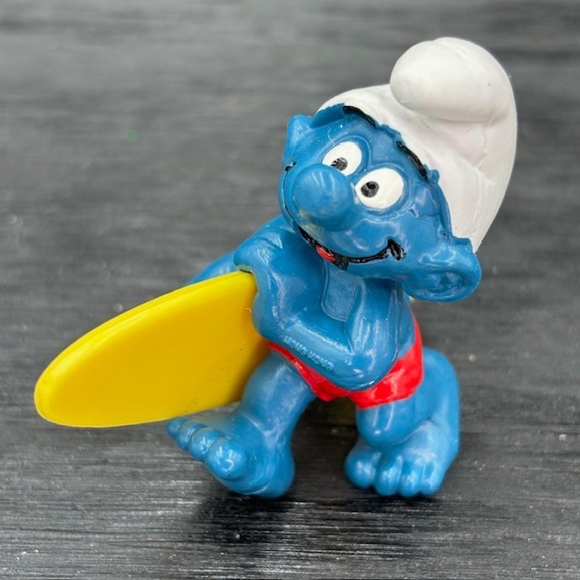 Smurfs 20137 Surfer Smurf Figure Surf Board Vtg Schleich PVC