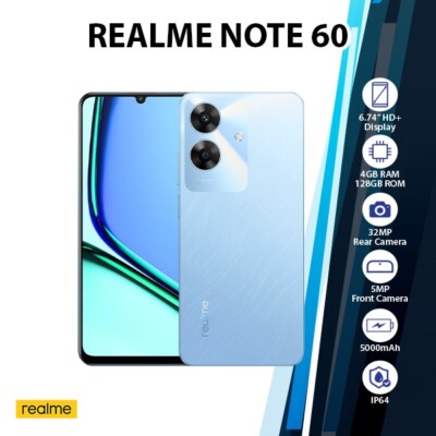 Realme Note 60 Global Ver. Android Cell Phone (Blue/4GB+128G/Dual