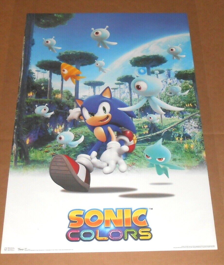 Sonic Colors Poster 34x22 Sega Nintendo Gaming RARE Pokemon Ranger