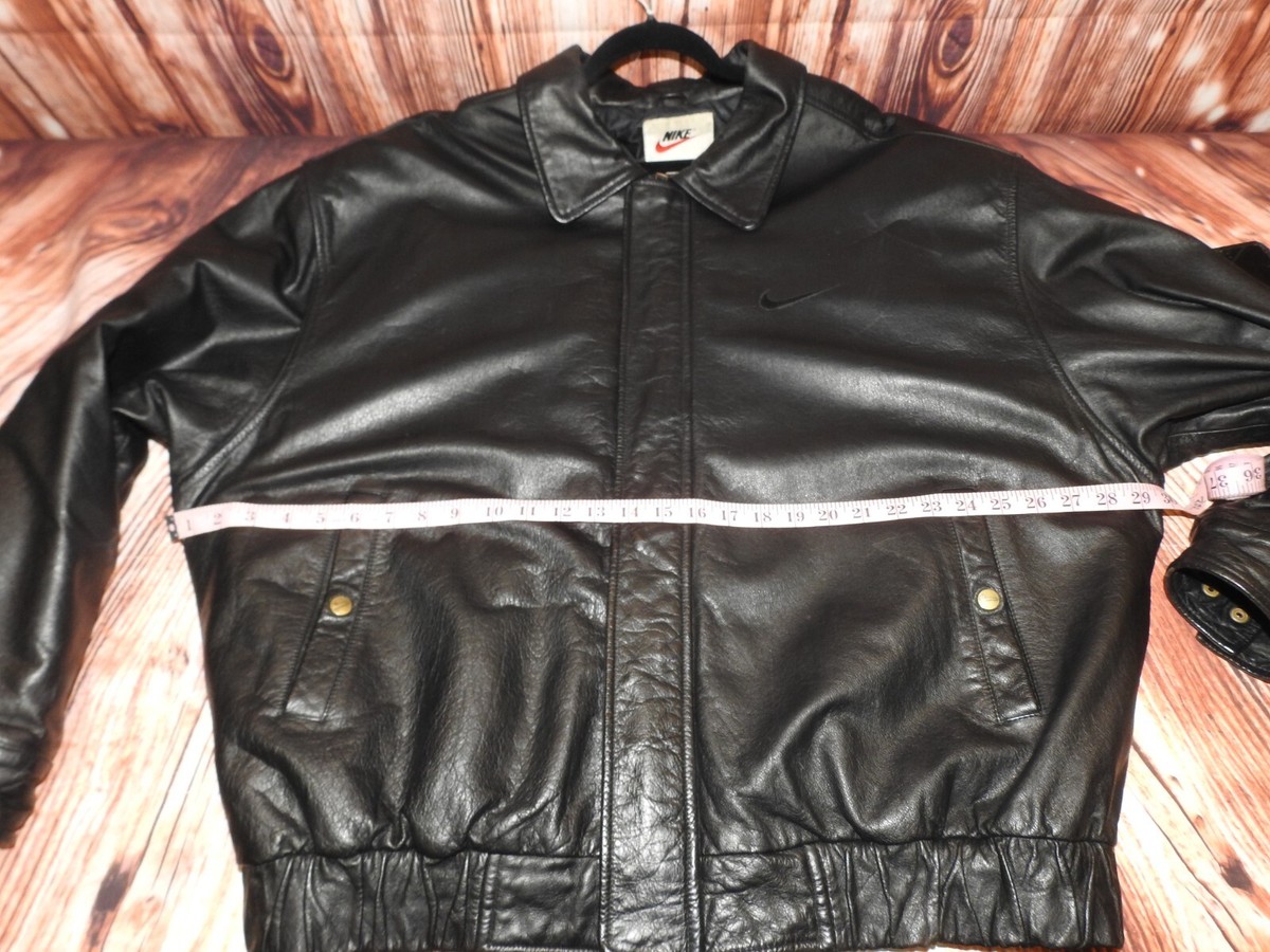 Collectible Vintage 90s Nike Big Swoosh Leather Bomber Jacket