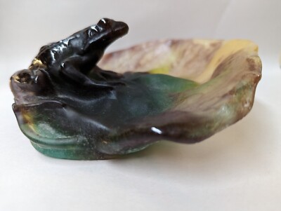 Daum France Pate de Verre Large Frog on Lily Pad Signed 6.5” | eBay