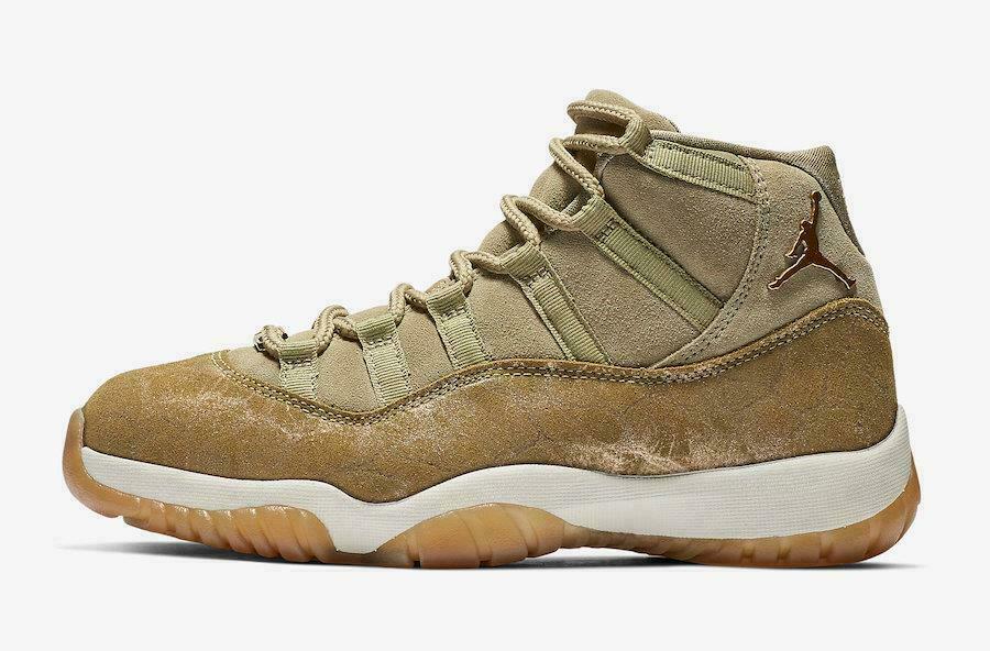 Women's Nike Air Jordan 11 XI Retro Neutral Olive Brown Gold Size