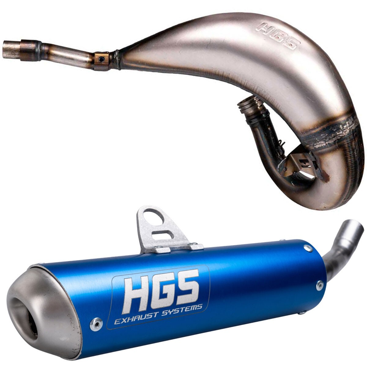 HGS Exhaust Yamaha YZ 125 Front Header + Blue Tail Pipe Complete