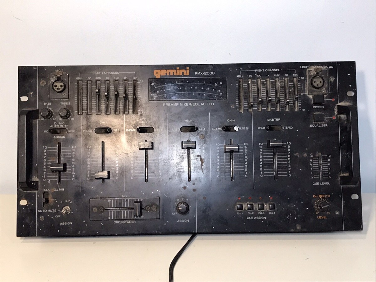 Gemini PMX-2000 4 Channel Preamp Mixer w/Crossfader Works Read