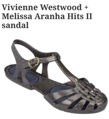 Vivienne Westwood + Melissa Sandals Girls Size 3 Black Glitter
