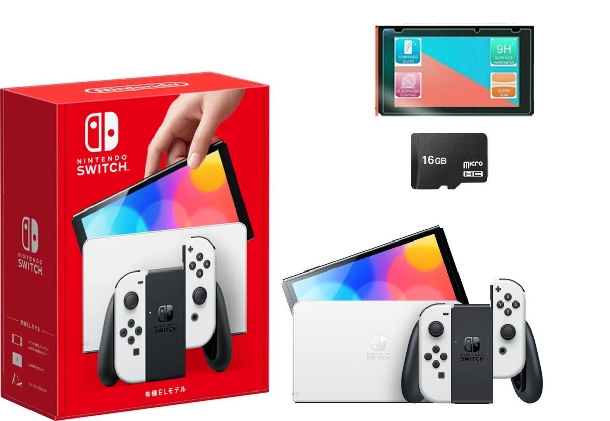 NEW Nintendo Switch OLED 64GB with Screen Protector and 16GB SD