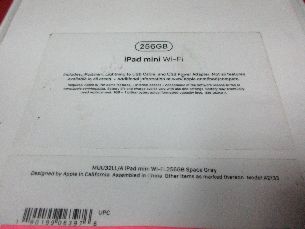 Apple iPad mini (5th Generation) A2133 256 GB, Wi-Fi, 7.9 in