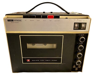 Hitachi Solid State Cassette Player Recorder w/ Folding Speakers