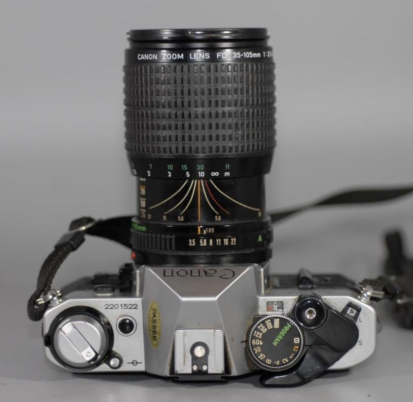 Canon AE-1 Program with Canon 35-105mm f3.5 FD Macro zoom lens AE1