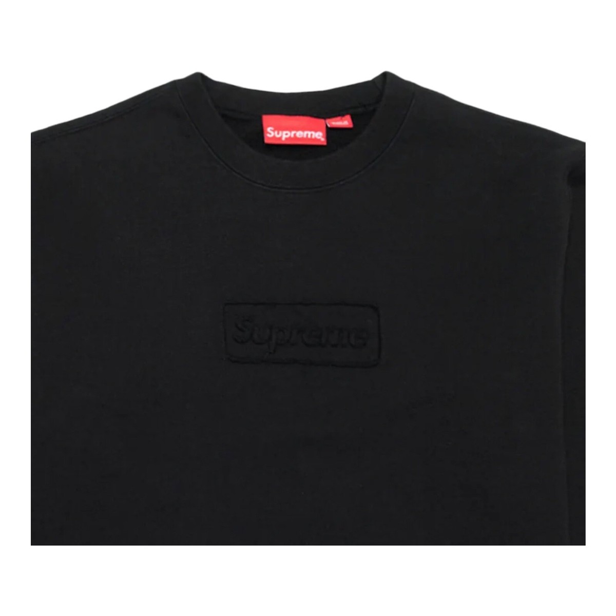 Supreme Cutout Logo Crewneck Sweatshirt Black Bogo Logo SS20 NEW