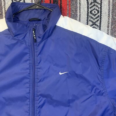 Vintage 90s Y2k Nike Quilt Lined Jacket Spell Out Blue White XL
