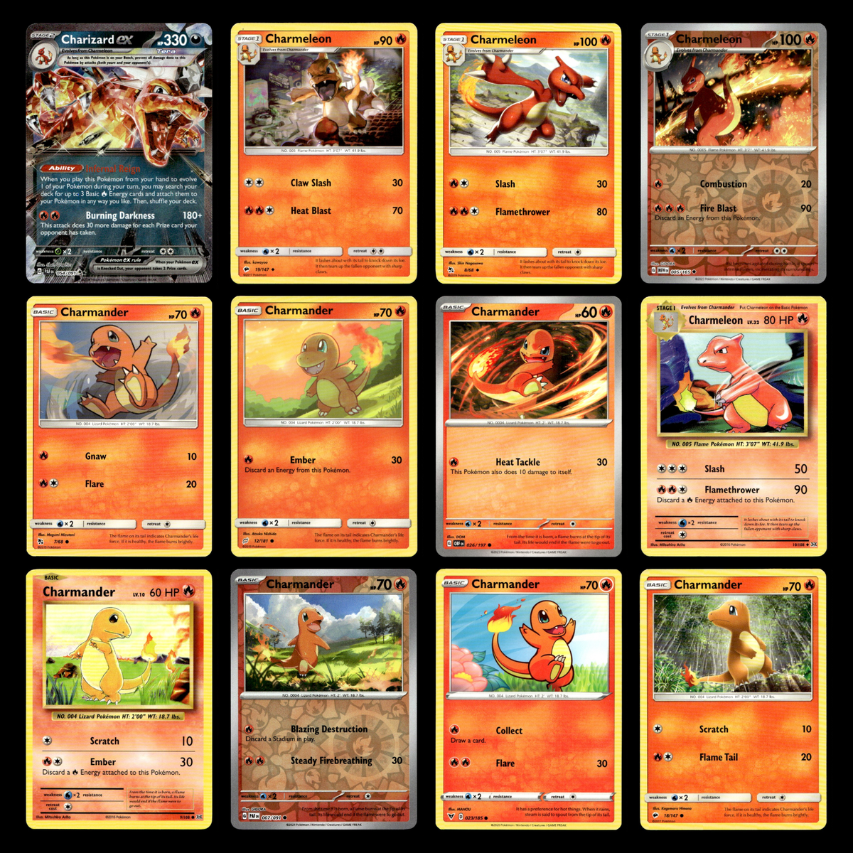 12x Charizard ex Charmeleon Charmander Lot Paldean Fates Pokemon