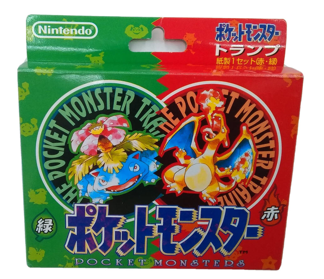 Pokemon Poker Card Red & Green Playing Cards 1996 Very Rare