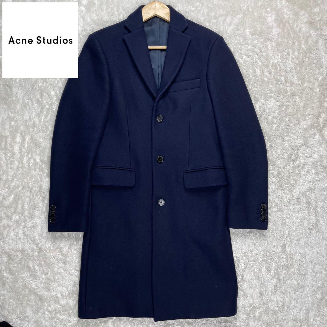 ACNE STUDIOS Men's GARRET PAW15 Chester Coat Navy Wool Size 44