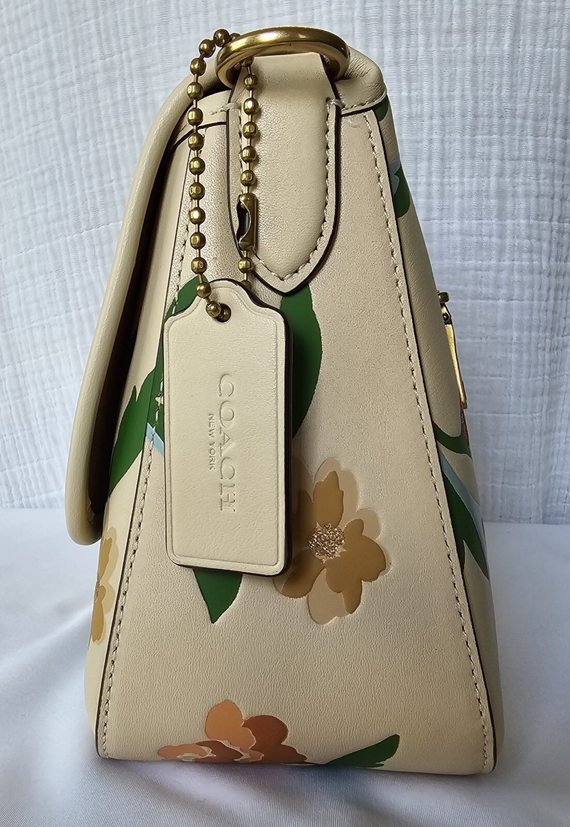 COACH Soft Tabby Shoulder Bag with Floral Bouquet Print - Chalk