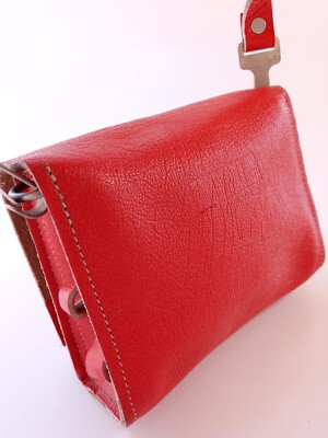 VTG DIESEL Spare Parts Orange Red Leather Shoulder Bag 7' wide x 5