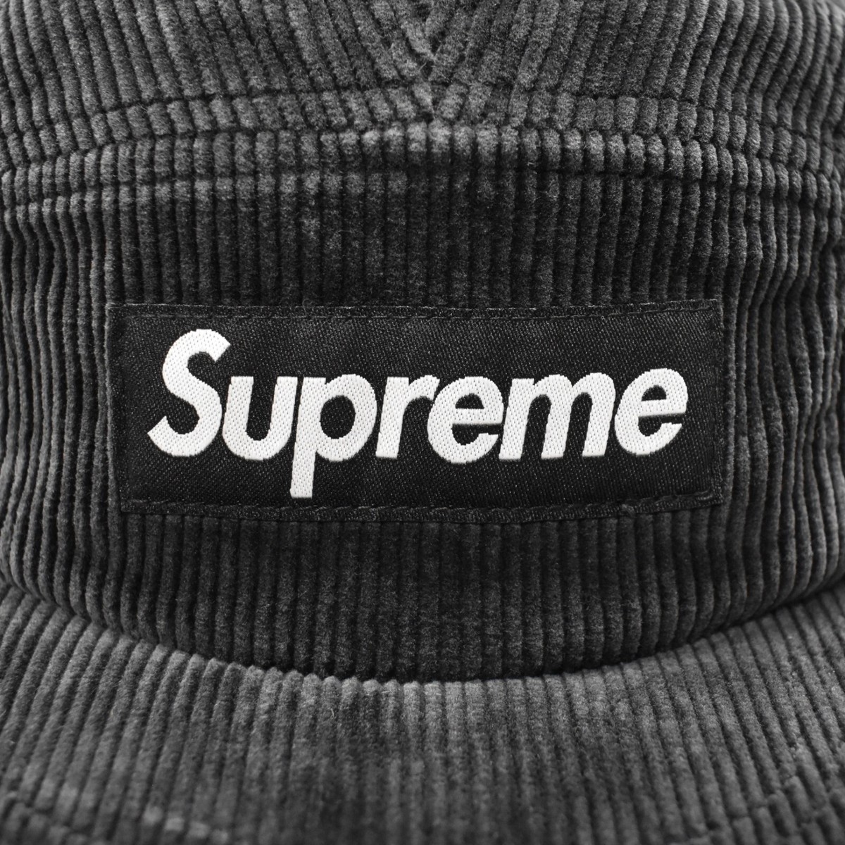 NEW Supreme Black Faded Corduroy Box Logo Camp Cap Hat SS25 Men's