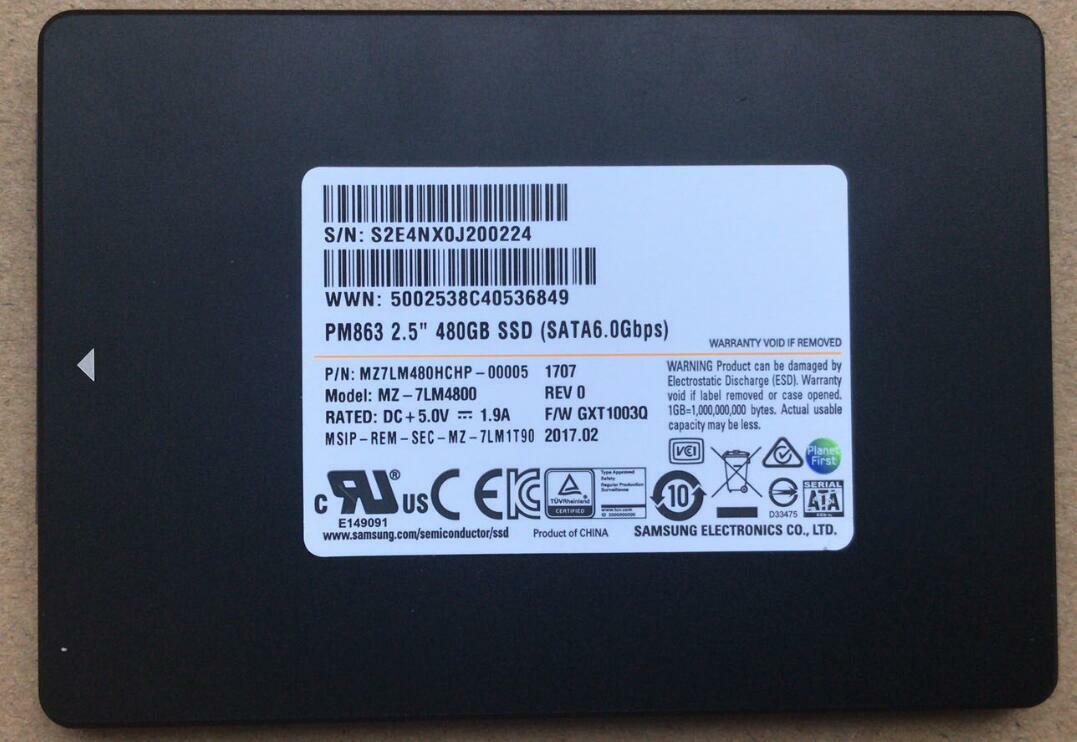 480GB Samsung PM863 SSD MZ-7LM4800 SATA3 MZ7LM480HCHP-00005 Solid