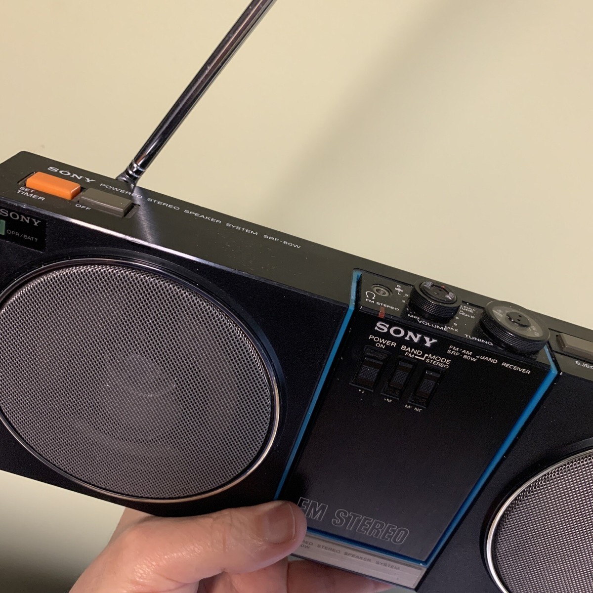 Vintage Sony SRF-80W Stereo Speaker Boombox with Removable AM / FM