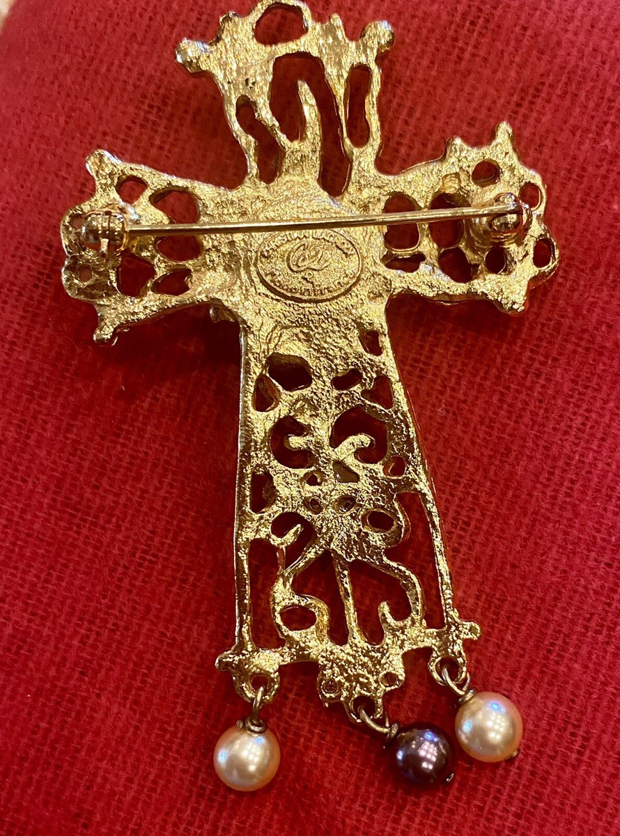 Christian Lacroix 十字架ヴィンテージブローチ ゴールド 【公式通販】