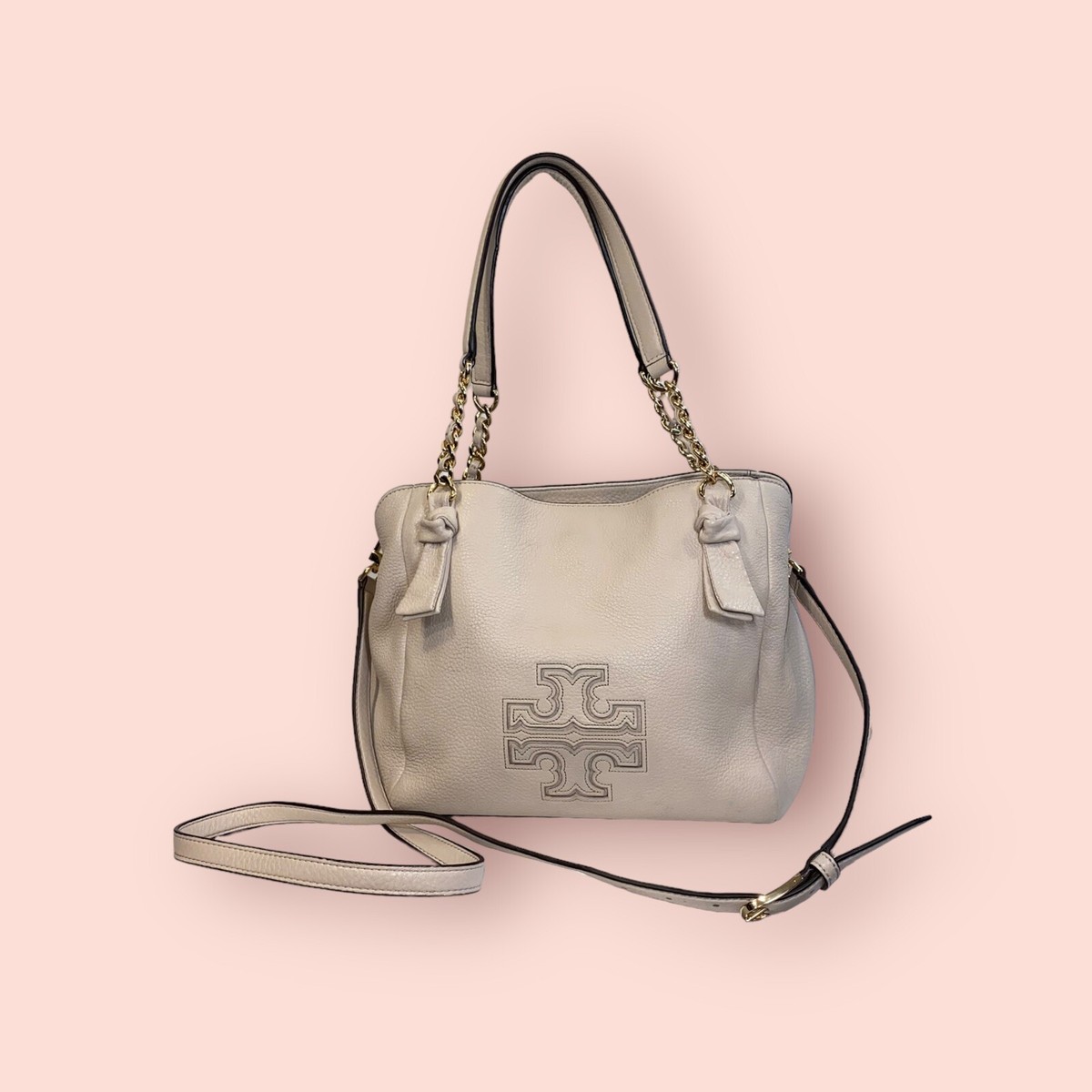 TORY BURCH Harper Satchel Bag Light Pink Luxury Designer Leather