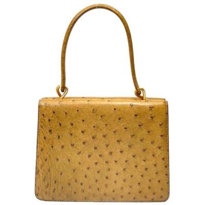 MORABITO Authentic Vendome Mini Handbag Ostrich Leather Beige W24