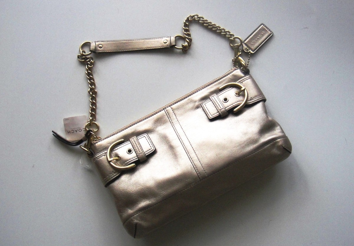 Coach SOHO Gold Metallic Leather Chain Strap women shoulder bag