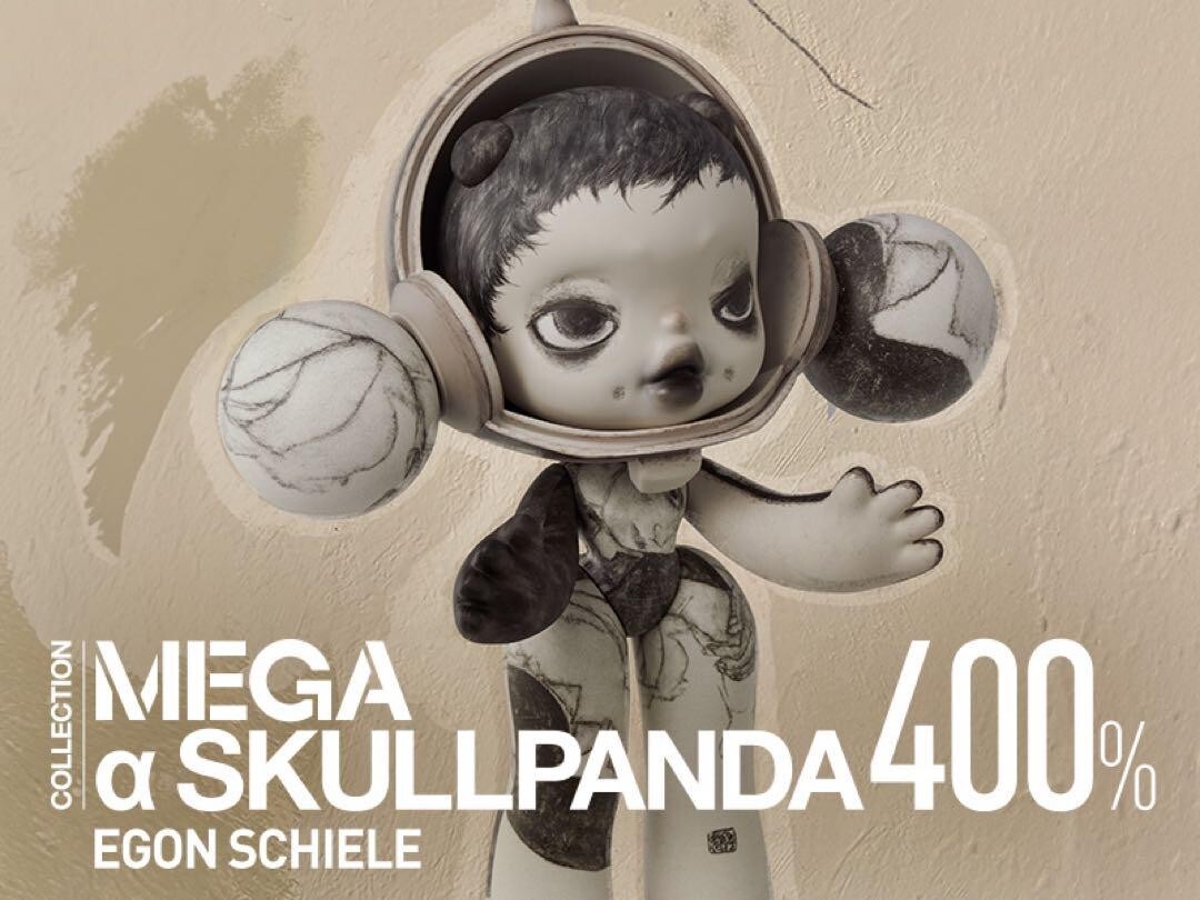 POP MART MEGA α SKULLPANDA 400% Egon Schiele collaboration Action