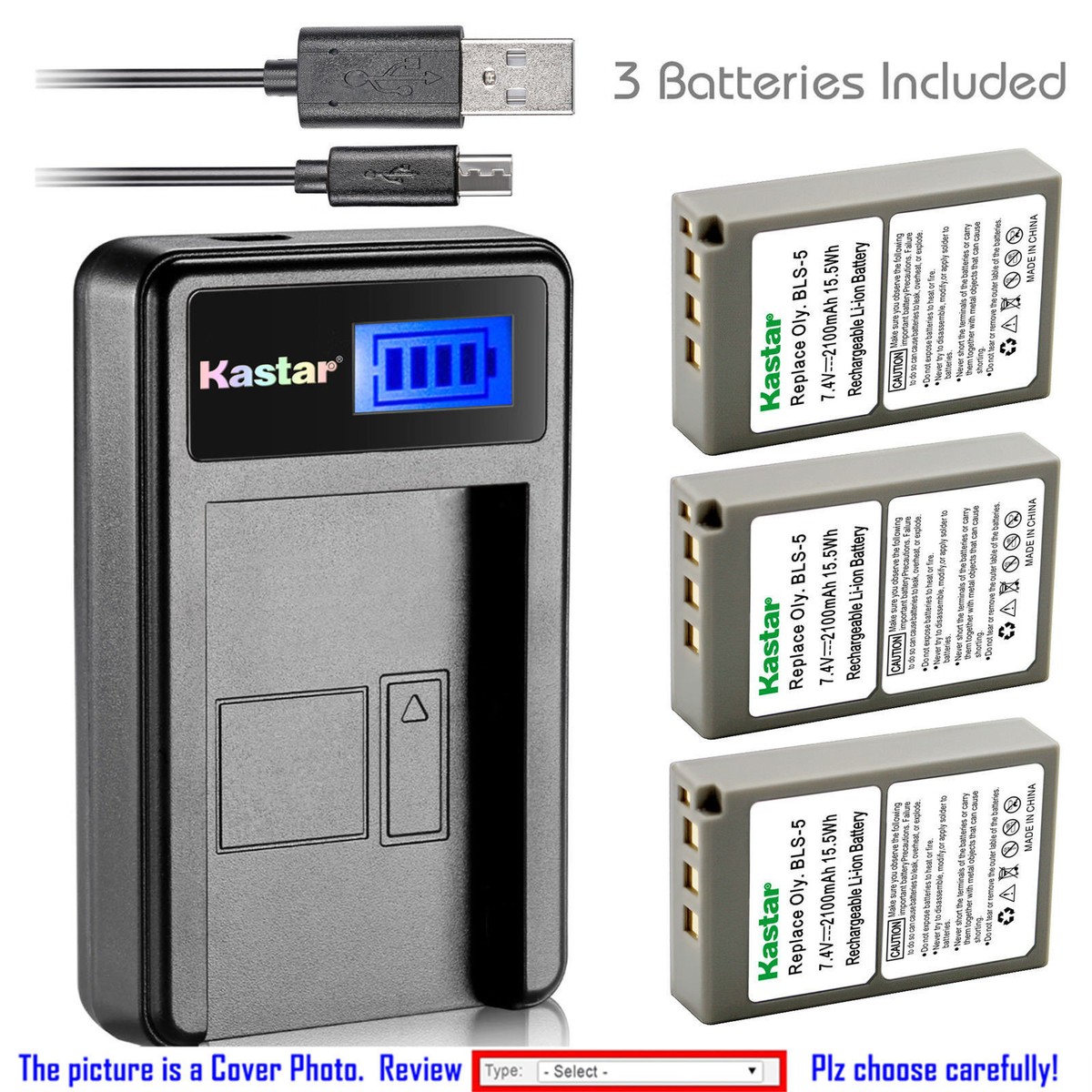 BLS-5 Battery or LCD Charger for Olympus OM-D E-M10 E-M10 Mark II