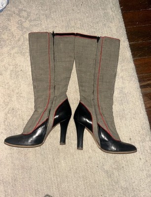 Kenzo 90s Black And Red Vintage Victorian Style Leather Detailed