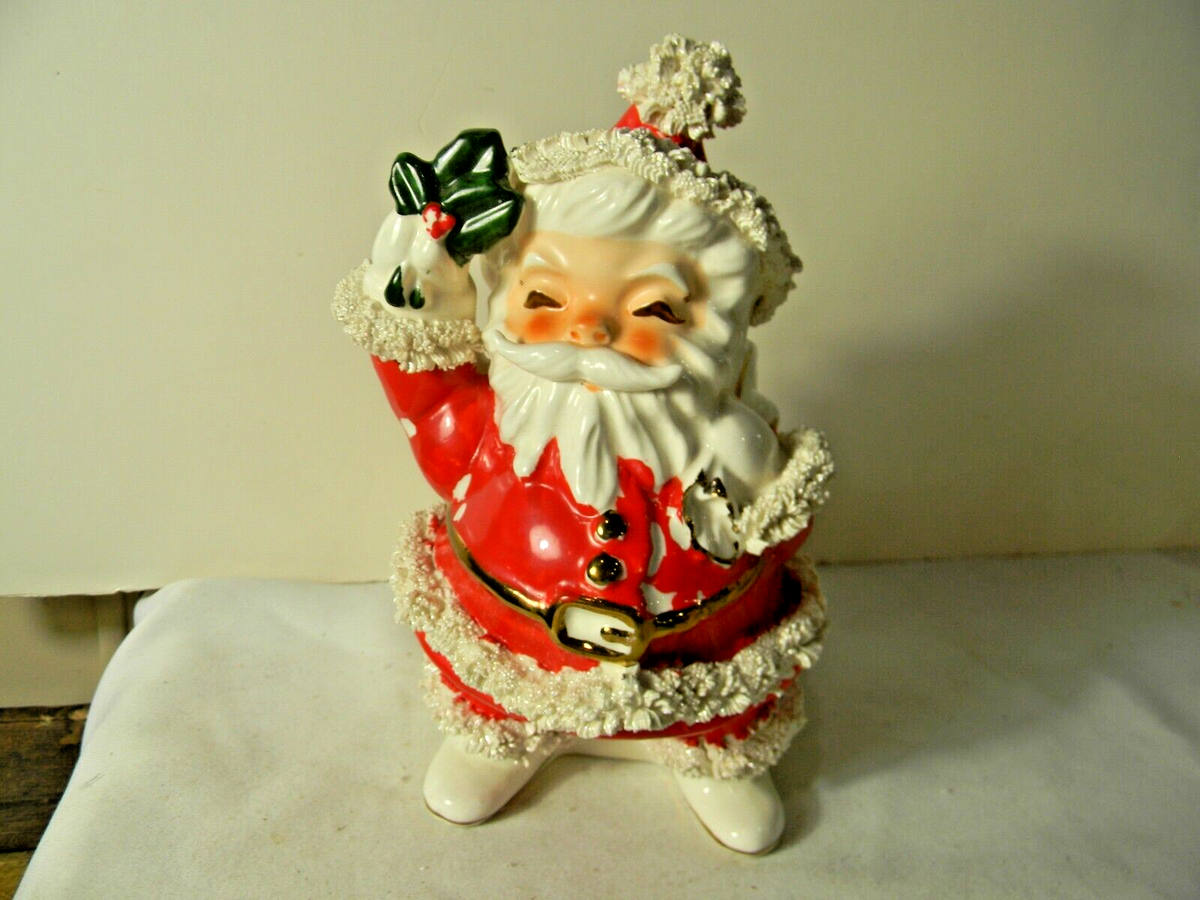 1956 NAPCO CERAMICS SANTA CLAUS SPAGHETTI MERRY X MAS PLANTER
