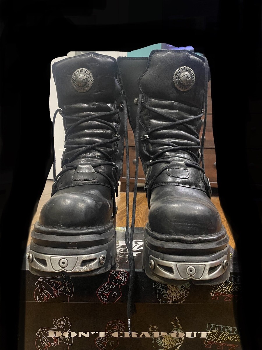 new rock Black Boots Reactor With Laces M-373-S4 | eBay