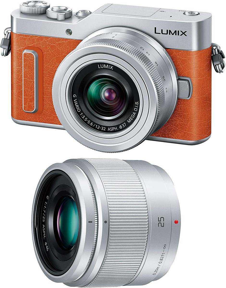 Panasonic mirrorless single-lens Lumix GF10 double lens kit orange